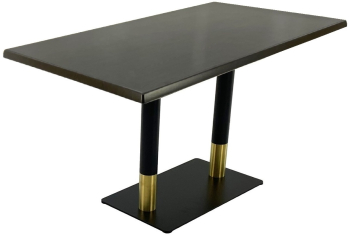 Masa terasa cafenea blat werzalit dreptunghiular Raki New Wenge 120x70xh74cm si baza dubla metalica negru/auriu 
