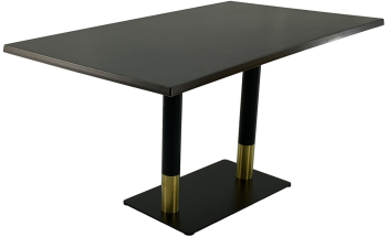 Masa terasa cafenea dreptunghiulara blat werzalit Raki New Wenge 140x80xh74cm si baza dubla metalica negru/auriu 