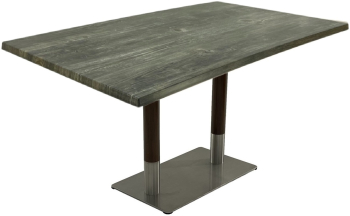 Masa terasa dreptunghiulara Raki Old Pine 120x70xh74cm blat werzalit si baza metalica argintie cu accente aspect lemn 