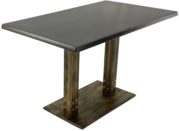 Masa terasa food court blat werzalit dreptunghiular Raki New Wenge 120x70xh74cm si baza metalica aspect vintage bronz antichizat 