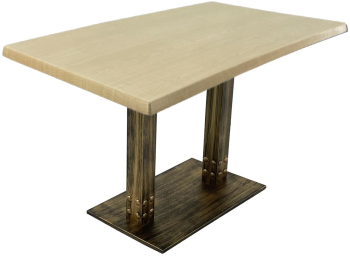 Masa terasa/cafenea dreptunghiulara 120x70xh74cm Raki Maple blat werzalit si baza metalica aspect vintage bronz antichizat 