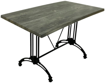 Masa terasa/cafenea Raki Old Pine 120x70xh71cm blat werzalit dreptunghiular si baza aluminiu retro clasic neagra 