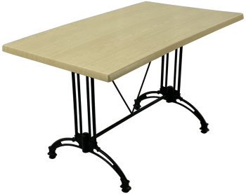 Masa terasa/restaurant dreptunghiulara 120x70xh71cm Raki Maple blat werzalit si baza aluminiu retro clasic neagra 