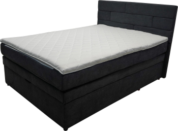 Pat tapitat boxspring cu saltea si topper pentru saltea Sani Delux 140 x 200 cm Negru