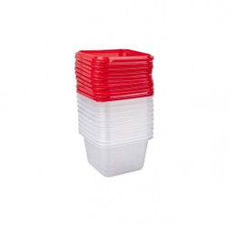 Set 10 cutii alimente rosii patrate 550 ml Fresco Keep Fresh 
