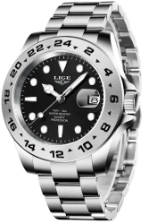 Ceas barbatesc Lige Data Argintiu Business Analog Quartz Otel 