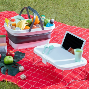 Cos de picnic pliabil cu capac tip masa 