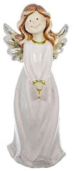 Decoratiune Craciun ceramica inger cu aripi 19x45 cm 