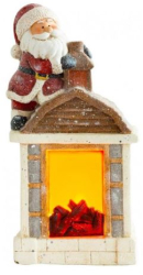 Decoratiune Craciun ceramica Mos Craciun cu semineu LED 3xAA 27.5x19x51 cm 
