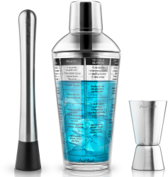 Set Cocktail Shaker cu retete imprimate - Final Touch 