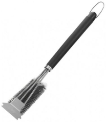Perie pentru curatat gratar grill inox 2 in 1 sarma si racleta   40x7x8 cm