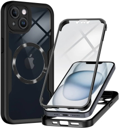 Husa pentru iPhone 14 + Folie - Techsuit ColorVerse 360 MagSafe Series - Black 
