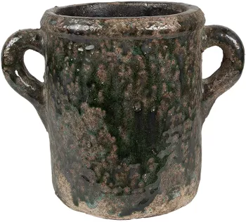 Ghiveci flori teracota verde maro 21x14x16 cm 