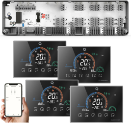 Kit Automatizare Incalzire Pardoseala Q10 Controller pardoseala 4 zone Termostate Smart cu fir Q8000WM Control prin telefon 