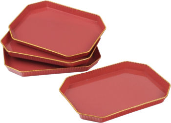Set 4 platouri servire Dreptunghi rosu 20.5x14.8x1.7 cm