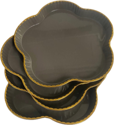 Set 4 platouri servire Floare Gri 15x15x2 cm 