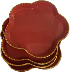 Set 4 platouri servire Floare rosu 15x15x2 cm 