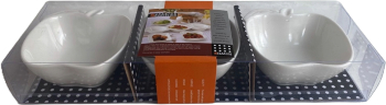 Sosiera ceramica si suport de lemn 3 piese 100 ml vas 