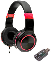 Casti cu fir Spacer negru/rosu 