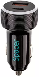 Incarcatoare telefoane Alim. auto Spacer USB-A&C 17W negru 