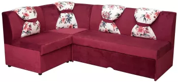 Coltar extensibil de bucatarie Sani Bravo 205x140x90 cm Rosu si Floral 