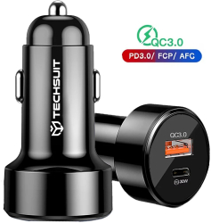 Incarcator Auto USB-A QC 3.0 18W Type-C PD30W - Techsuit Premium TE-P31 - Black 