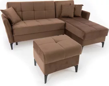 Set Coltar extensibil Sani Levy cu taburet 230x155x91 cm Maro 