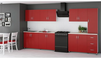 Bucatarie Yustina rosu sidefat 280x43x189cm 