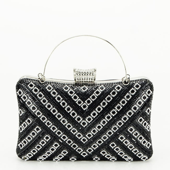 Geanta clutch neagra cu model 3d BYH-87900 06 