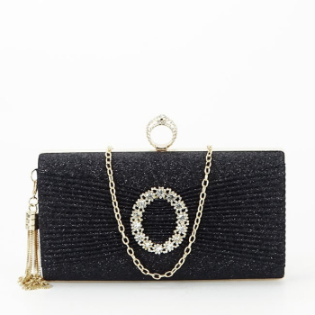 Geanta clutch negru cu brosa BYH-8815 05 