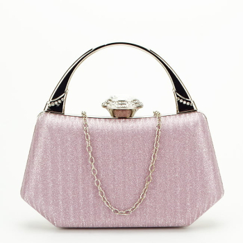 Geanta clutch roz cu cristale si sclipici 55461 06 