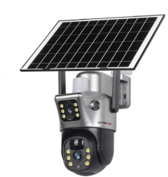 Camera de Supraveghere 8MP 4K WI-FI cu Panou Solar zoom digital 10X Acumulator incorporat 12000 mAh Micro SD alarma