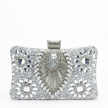 Geanta clutch argintiu cu cristale 2023-15 05 