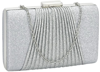 Geanta clutch argintiu cu sclipici 1009 05 