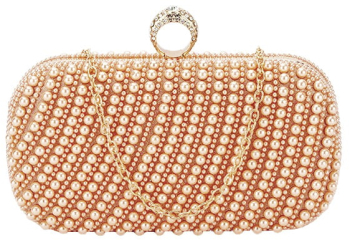 Geanta clutch sampanie cu perle BYH863 06 
