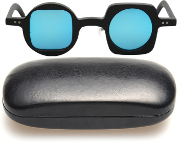 Ochelari soare retro cu toc polarizati albastru 35x29x145 