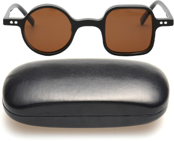 Ochelari soare retro cu toc polarizati maro 39x26x145 