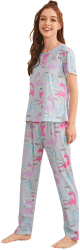 Pijama dama model Dino gri/rosu M