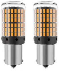 Set 2 becuri auto led BA15S 1156 PY21W 144LED SMD lumina galbena semnalizare BZRSH 