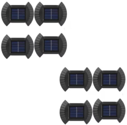 Set 8 lampi LED solare cu lumina bidirectionala pentru garduri scari exterioare senzor de lumina alb rece BZRSH 
