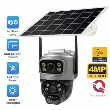 Camera supraveghere Smart QSQ3 Wifi Wireless Rotire/ Inclinare Dual Camera Panou solar Viziune nocturna Audio Sirena