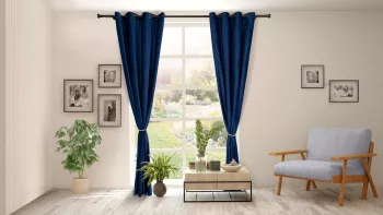Perdele Set 2 draperii catifea 140x270 Albastru 