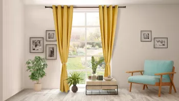 Perdele Set 2 draperii catifea 140x270 cm - Galb 