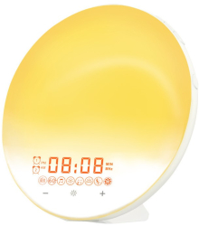 Lampa LED Inteligenta Radio FM cu Ceas si Alarma Simulare Rasarit si Apus de Soare Sunete albe 7 culori LED Smart Wake-up light Port U