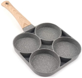 Tigaie cu Forme MRG M1123 4 Compartimente Rotunde Non-Stick 34 cm Usor de Curatat Pentru Mic Dejun Clatite Pancakes Gri