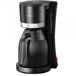 Filtru de cafea cu cana termos Samus ELITE 800W Rezervor 1L 6-8 cesti Supapa anti-picurare Negru Inox 