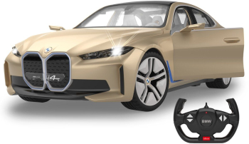 Masina RC cu telecomanda BMW i4 Concept Gold/Lungime 34.5 cm/ Scara 1 14/ Lumini LED fata/spate/ Usi fata manuale/6+ 