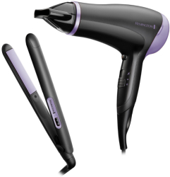 Remington D3016GP Set presa de par si uscator de par acoperire ceramica negru/violet 