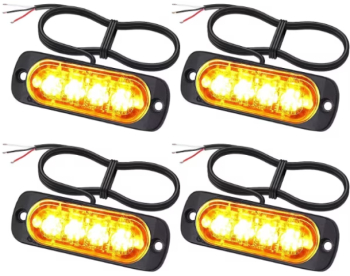 Set 4 Lampi Avertizare LED Galbene 4 LED-uri Auto Moto Utilaje BZRSH stroboscop