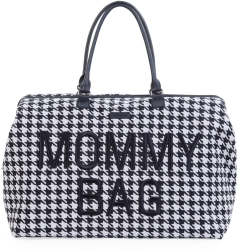 Geanta de infasat Childhome Mommy Bag Pied de Poule Negru 
